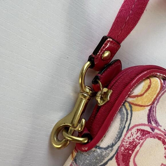 COACH Poppy Multicolor Scribble C Logo Crossbody Bag Pink Canvas Y2K Purse - Picture 6 of 9